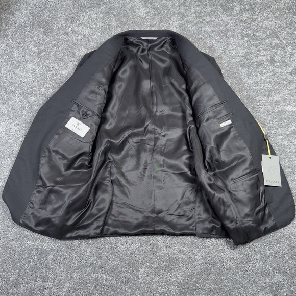 $1,545 CANALI TRAVEL WATER RESISTANT Black Wool Blazer 38 (EU 46) Tacking Stitch - Picture 3 of 16